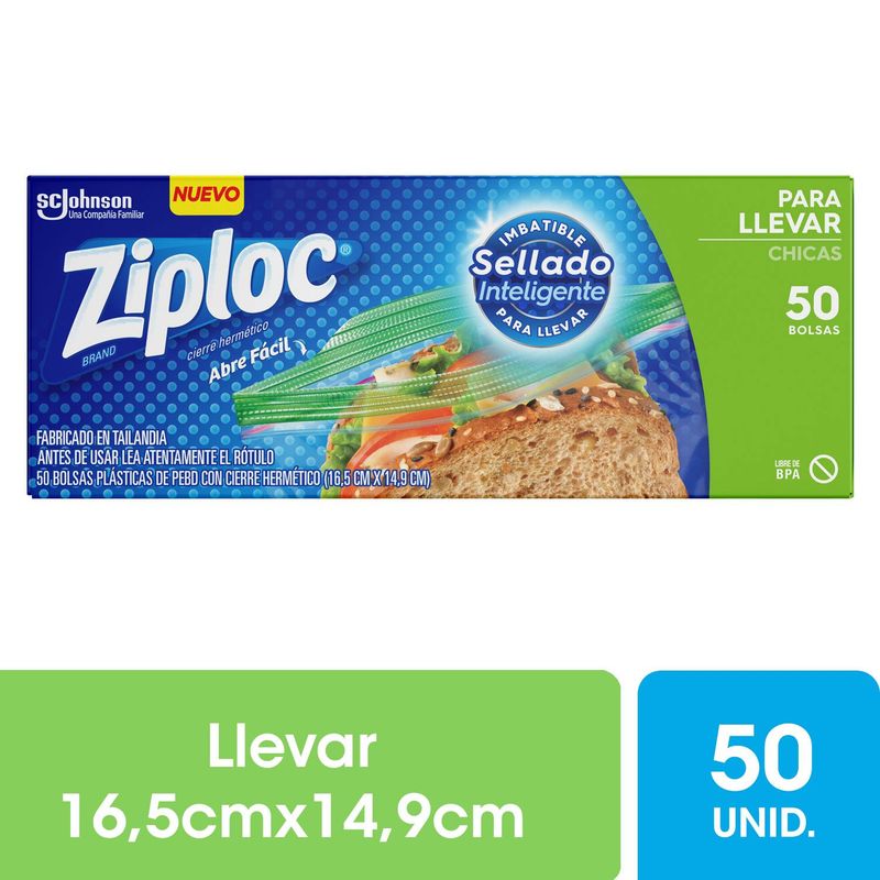 ZIPLOC - Bolsas Chicas Ziploc para Llevar 50 Un