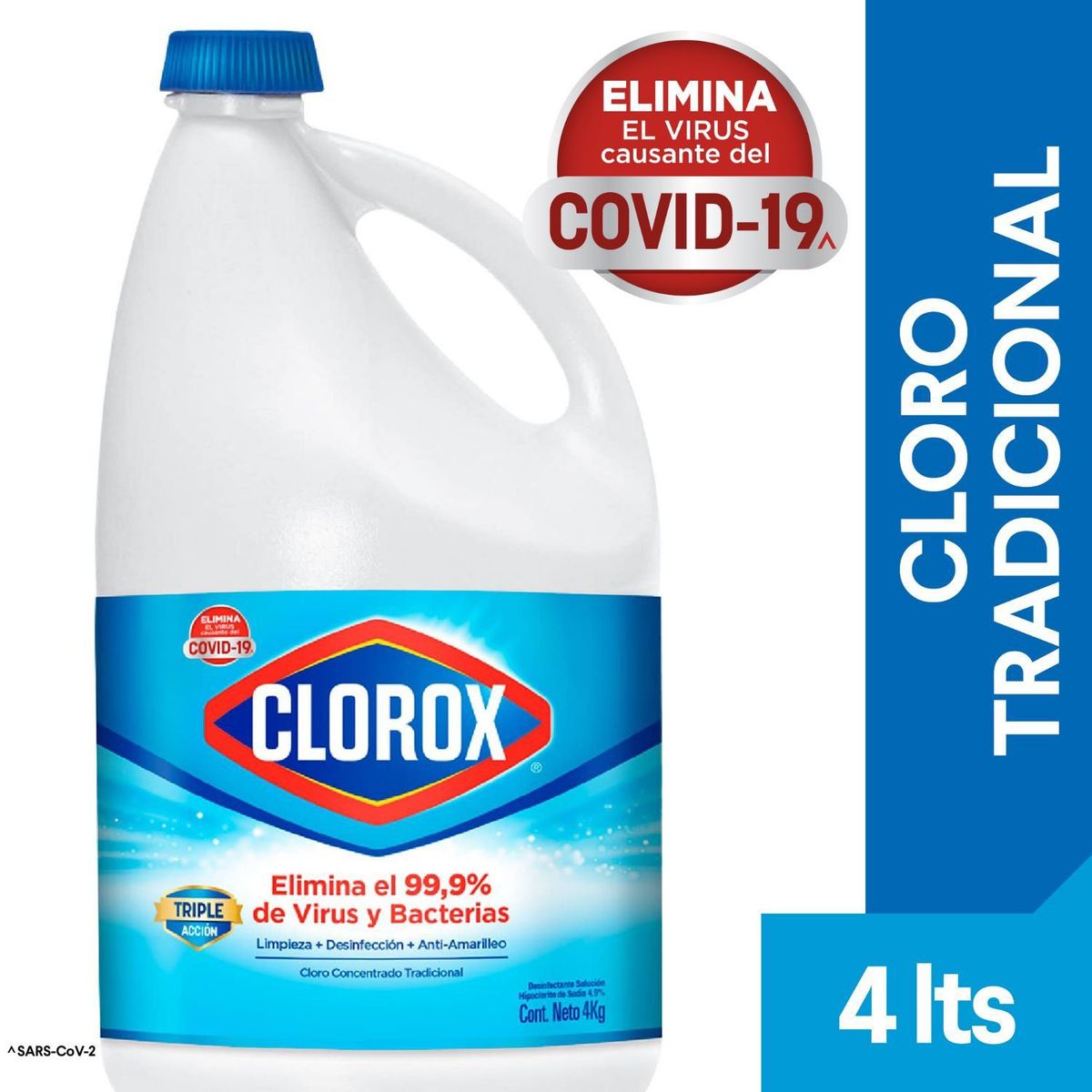 CLOROX - Cloro Clorox Tradicional Botella 4 Lts