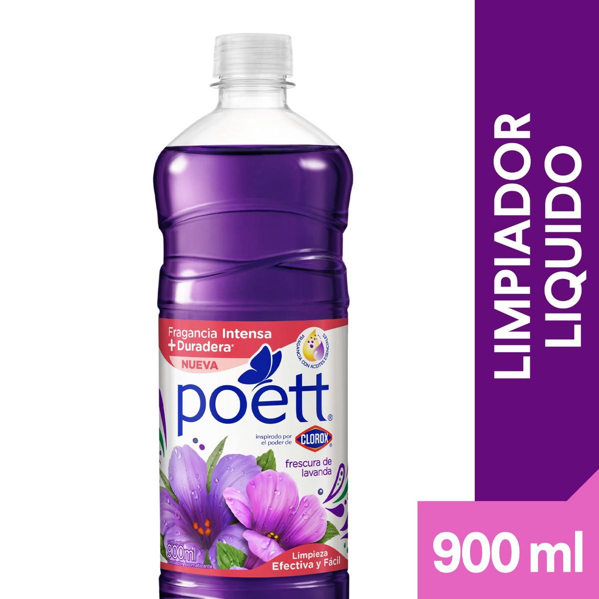 POETT - Limpiador Desinfectante de Pisos Poett Frescura de Lavanda Botella 900 ml