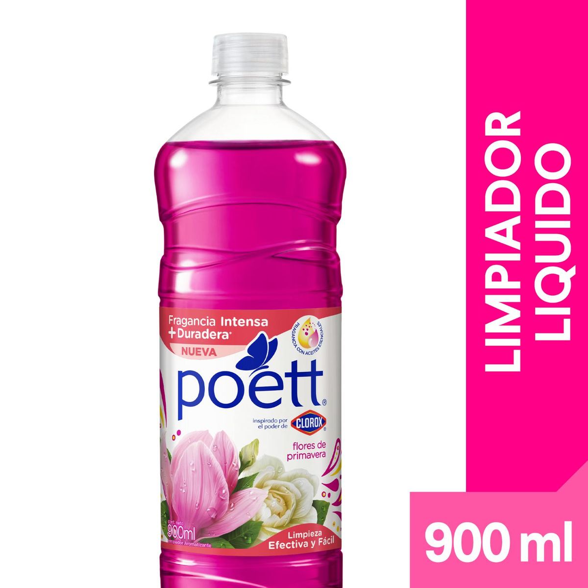 POETT - Limpiador Desinfectante de Pisos Poett Flores de Primavera Botella 900 ml