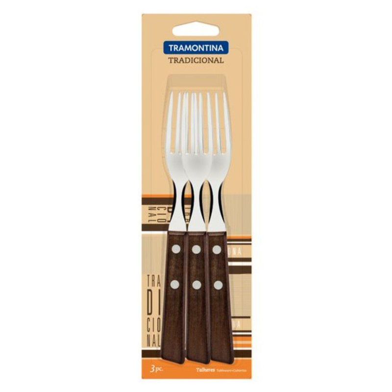 TRAMONTINA - Juego 3 Piezas Tenedor Mesa Tradicional