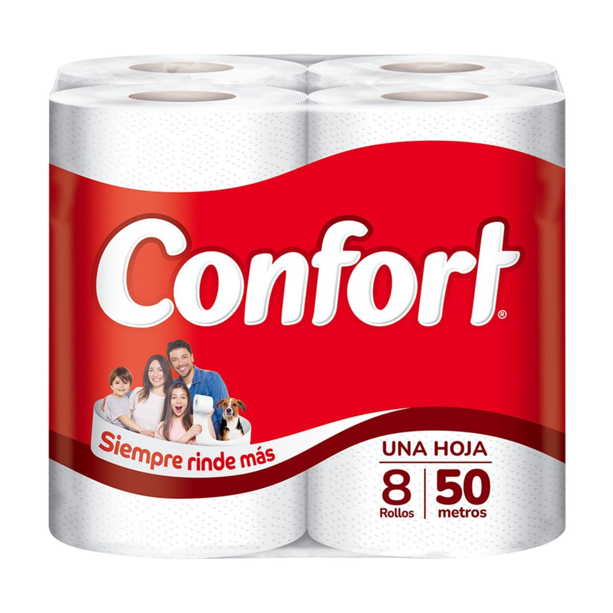 CONFORT - Papel Higiénico Confort Hoja Simple 8 x 50 mts