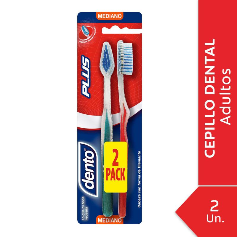 DENTO - Cepillo de Dientes Dento Plus Mediano 2 Un