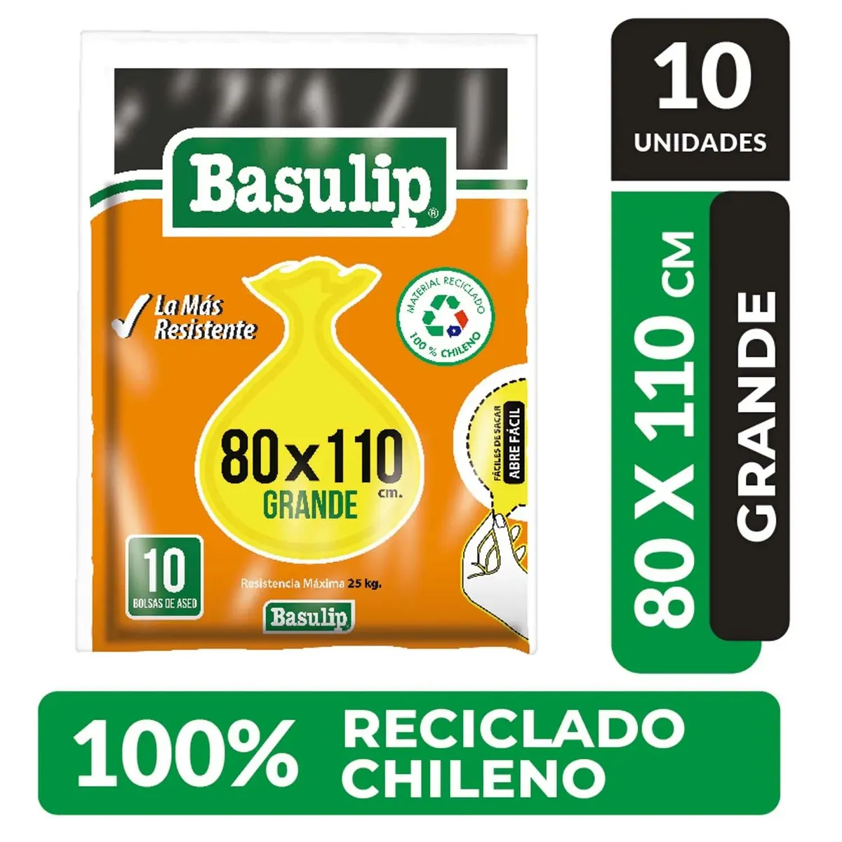 BASULIP - Bolsa de Basura Basulip Grande 80 x 110 cm