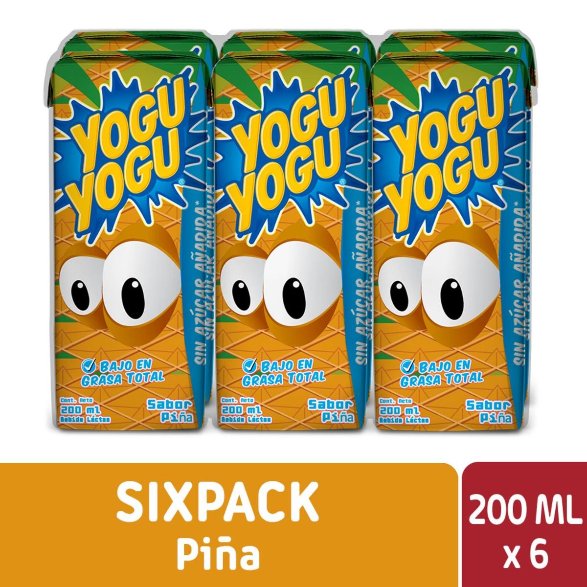 YOGU YOGU - Bebida Láctea Yogu Yogu Sabor Piña 6 x 200 ml