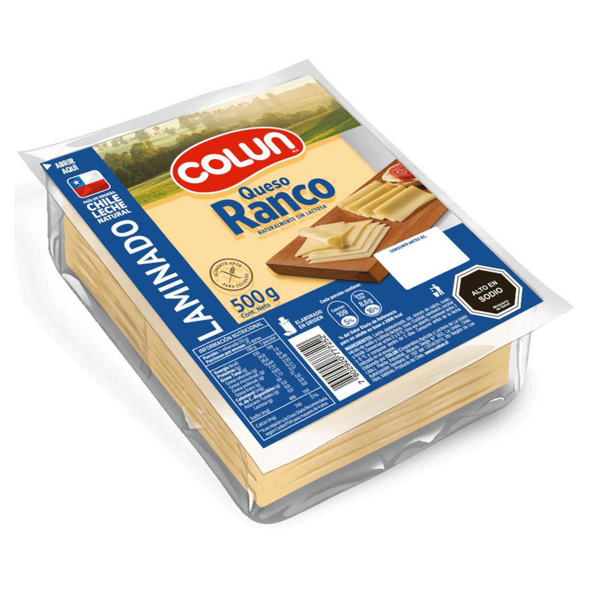 COLUN - Queso Ranco Laminado Flowpack Colun 500 g