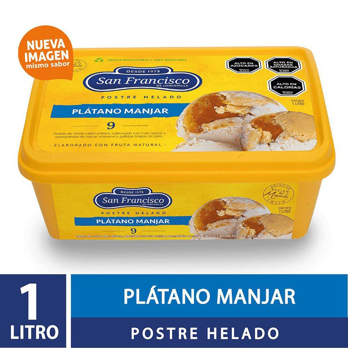SAN FRANCISCO - HELADO PLATANO MANJAR 1 LT..