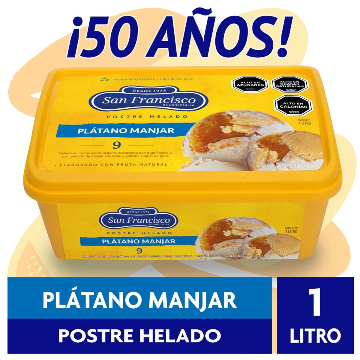 SAN FRANCISCO - HELADO PLATANO MANJAR 1 LT..