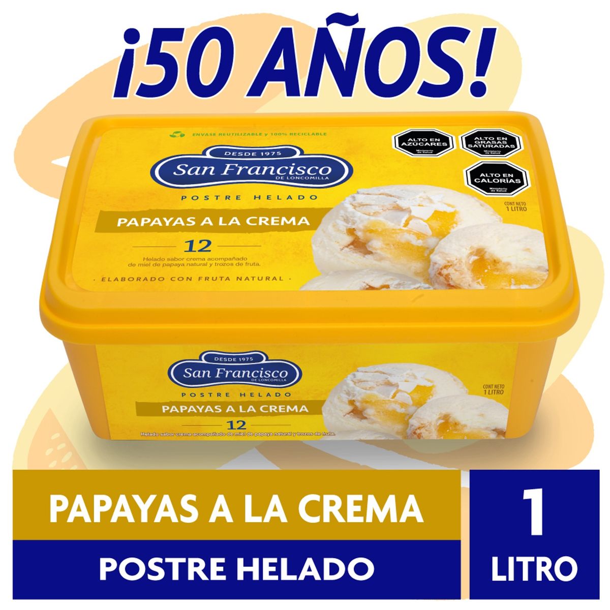 SAN FRANCISCO - HELADO PAPAYAS CREMA 1 LT..