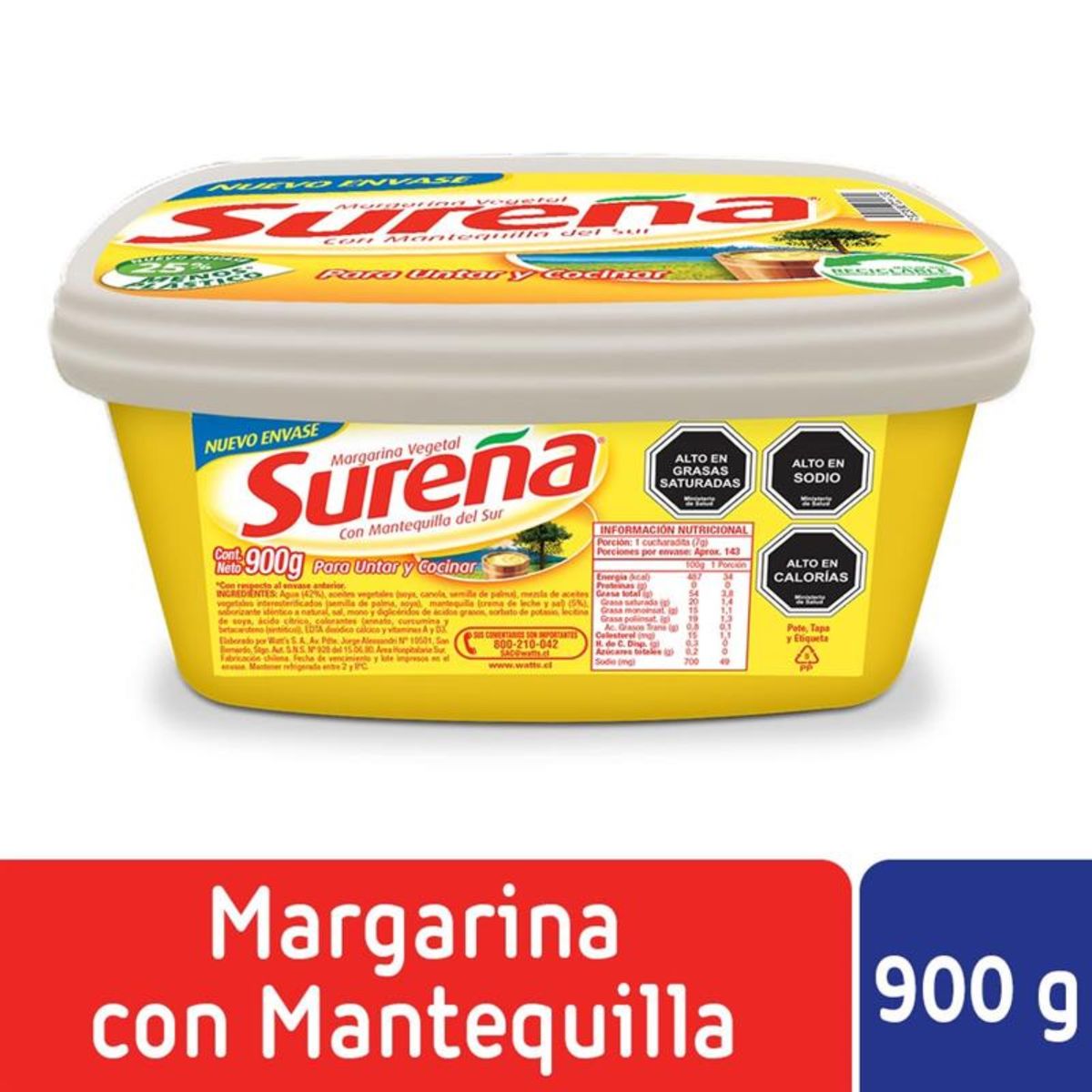 SUREÑA - Margarina Pote Sureña 900 g
