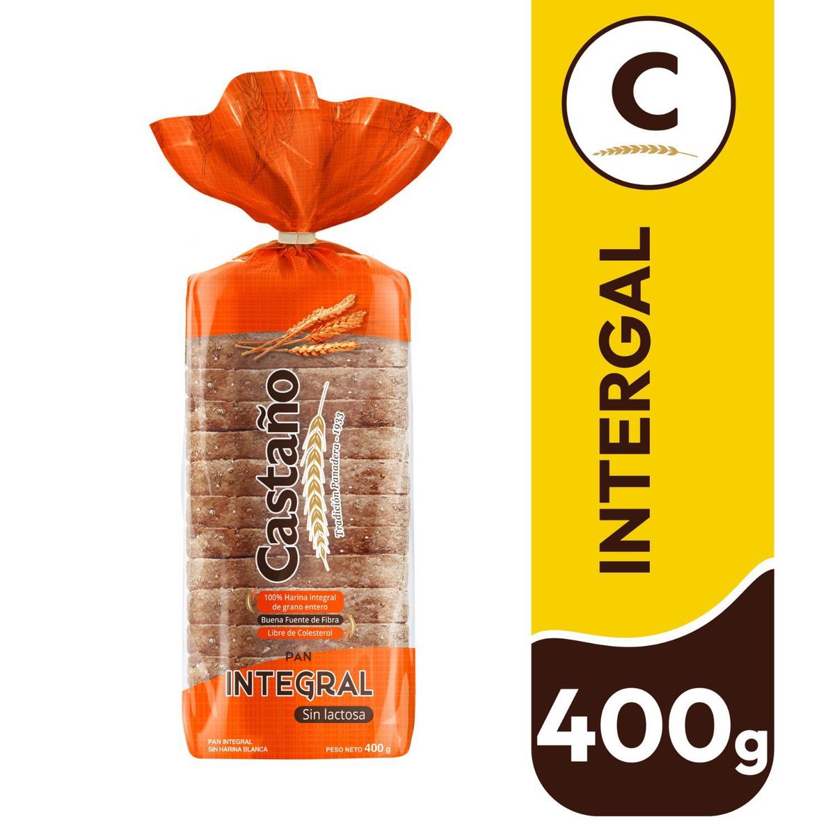 CASTAÑO - Pan de Molde Integral Castaño 400 g