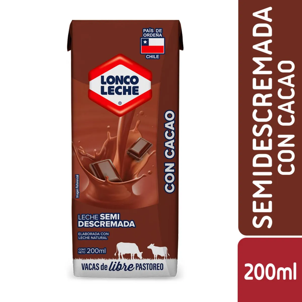 LONCOLECHE - Leche Semidescremada Sabor Chocolate Loncoleche 200 ml