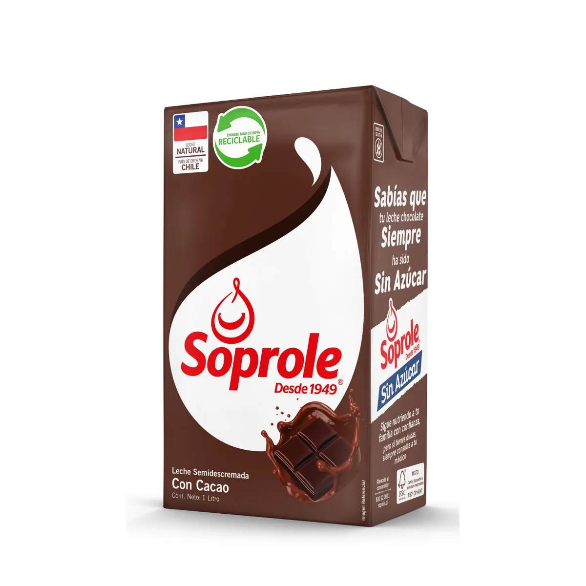 SOPROLE - Leche Semidescremada Sabor Chocolate Soprole 1 L