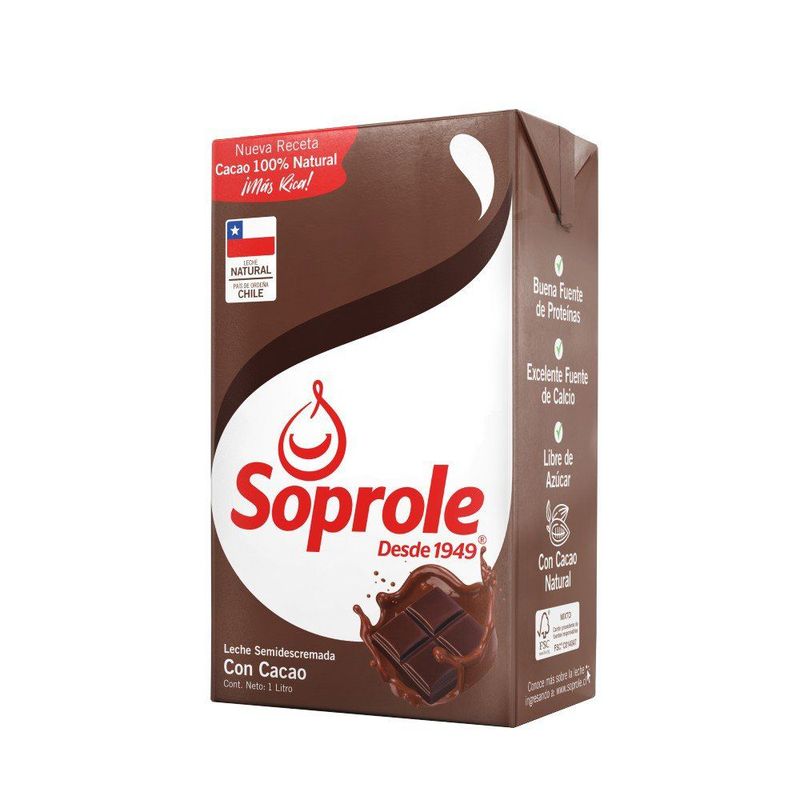 SOPROLE - Leche Semidescremada Sabor Chocolate Soprole 1 L