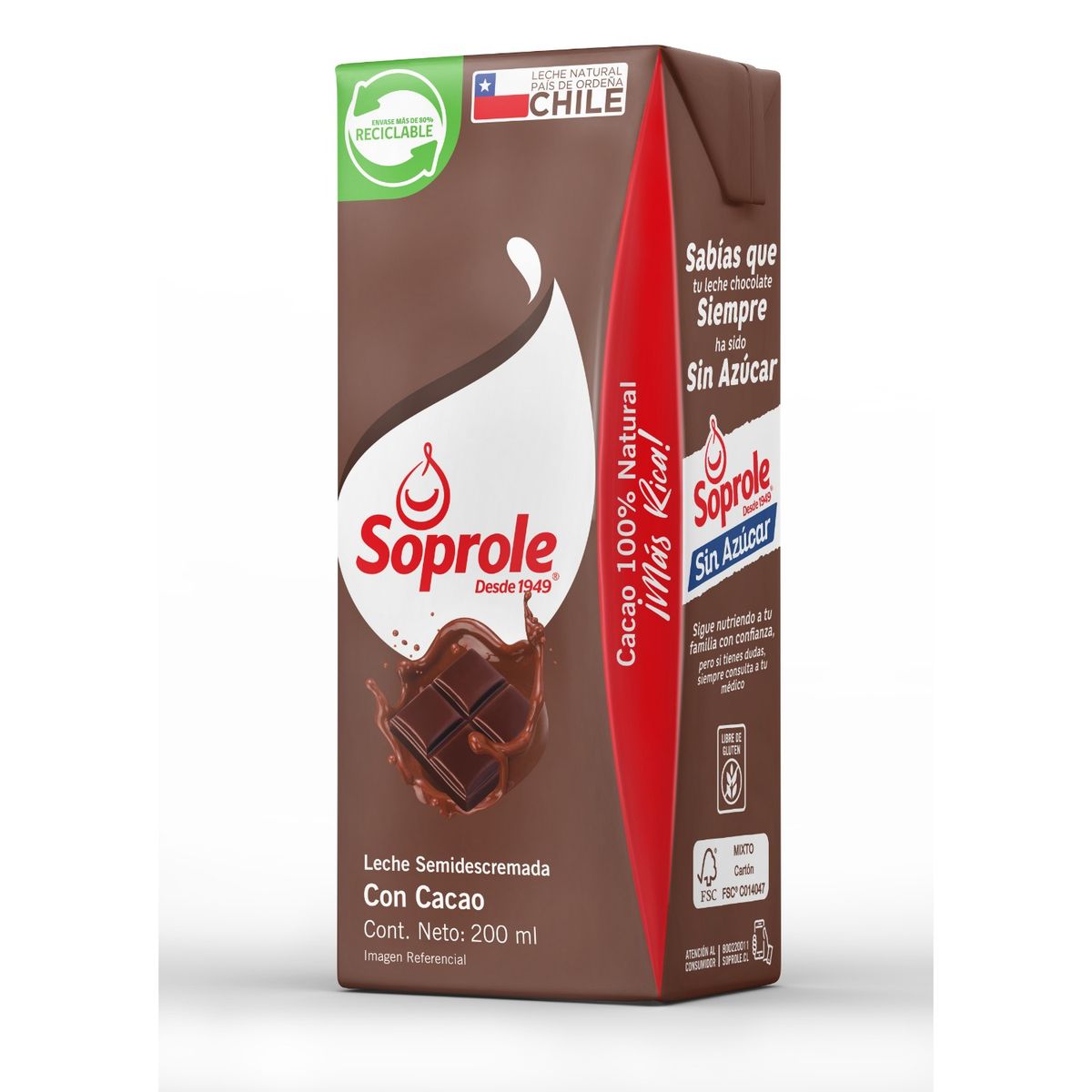 SOPROLE - Leche Semidescremada Sabor Chocolate