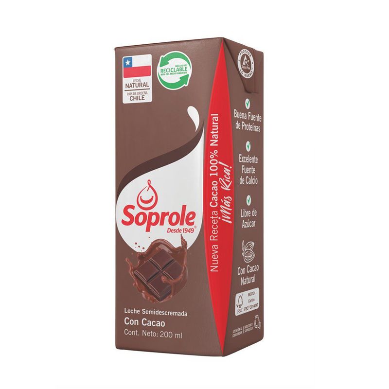 SOPROLE - Leche Semidescremada Sabor Chocolate