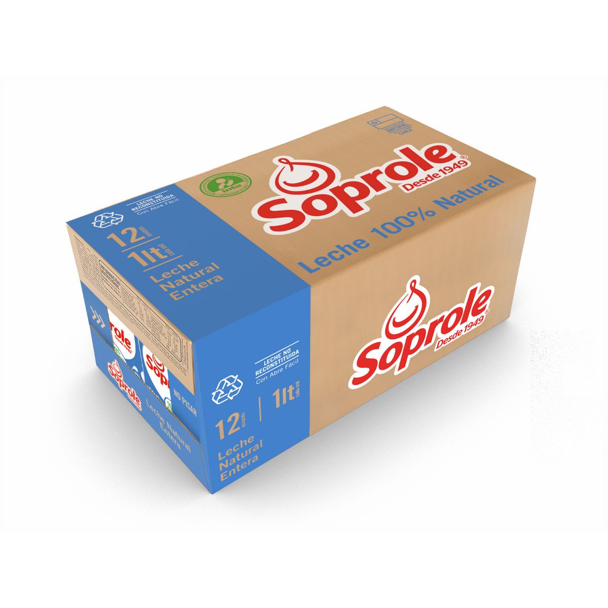 SOPROLE - Pack Leche Entera Natural Soprole 12 x 1 L
