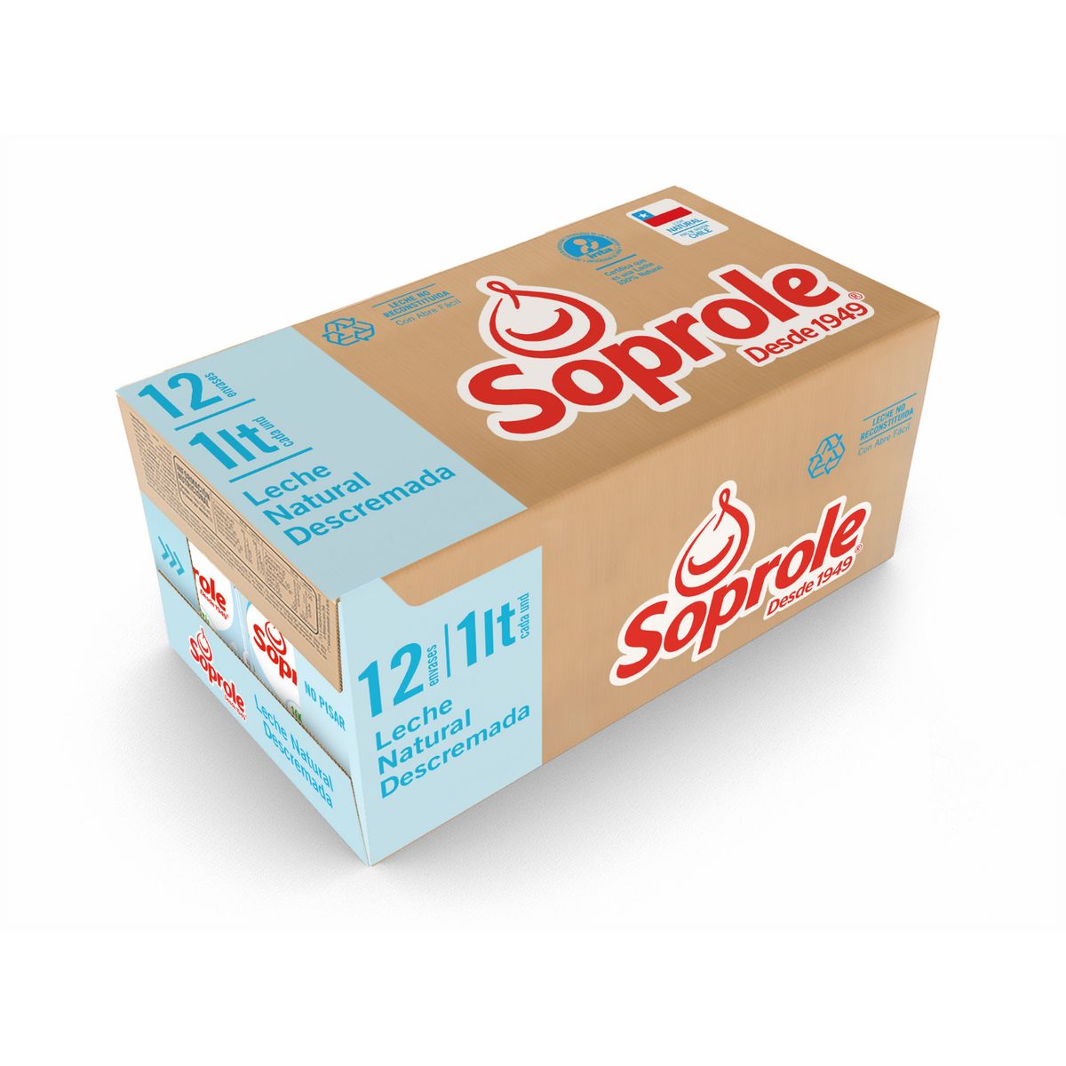 SOPROLE - Pack Leche Descremada Soprole 12 x 1 L