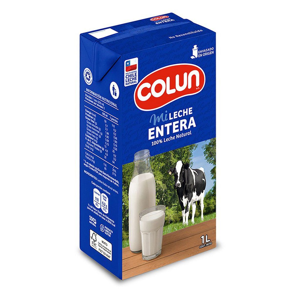 COLUN - Leche Entera Natural Colun 1 L