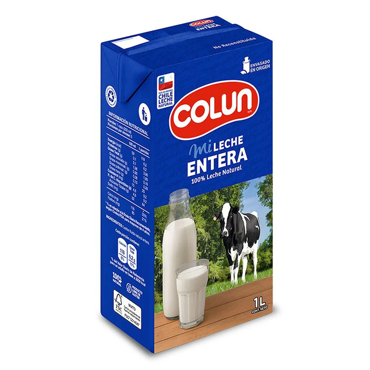 COLUN - Leche Entera Natural Colun 1 L