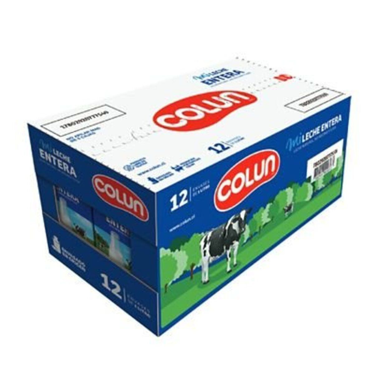 COLUN - Pack Leche Entera Natural Colun 12 x 1 L