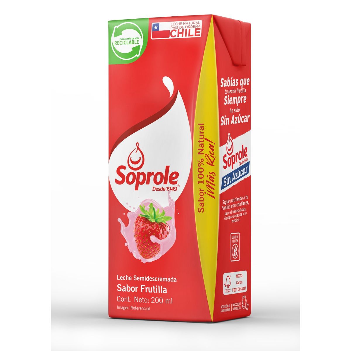 SOPROLE - Leche Semidescremada Sabor Frutilla