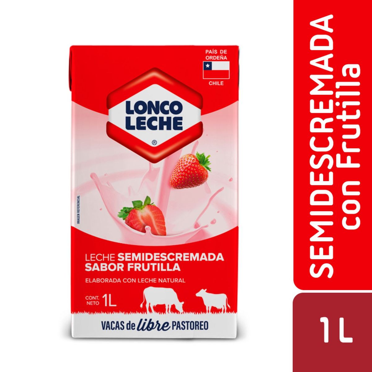 LONCOLECHE - Leche Semidescremada Sabor Frutilla