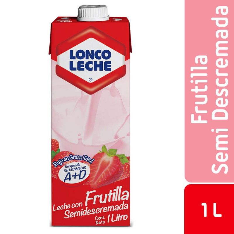 LONCOLECHE - Leche Semidescremada Sabor Frutilla