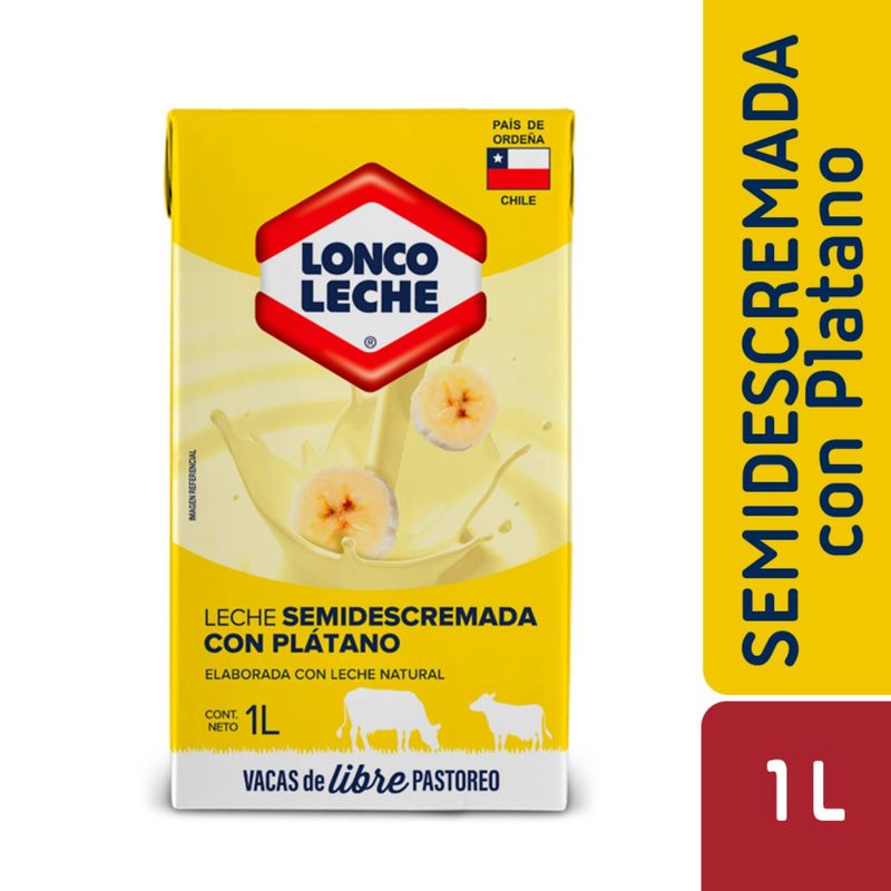 LONCOLECHE - Leche Semidescremada Sabor Plátano
