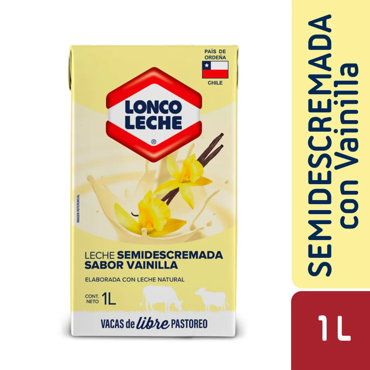 LONCOLECHE - Leche Semidescremada Loncoleche Sabor Vainilla 1 L
