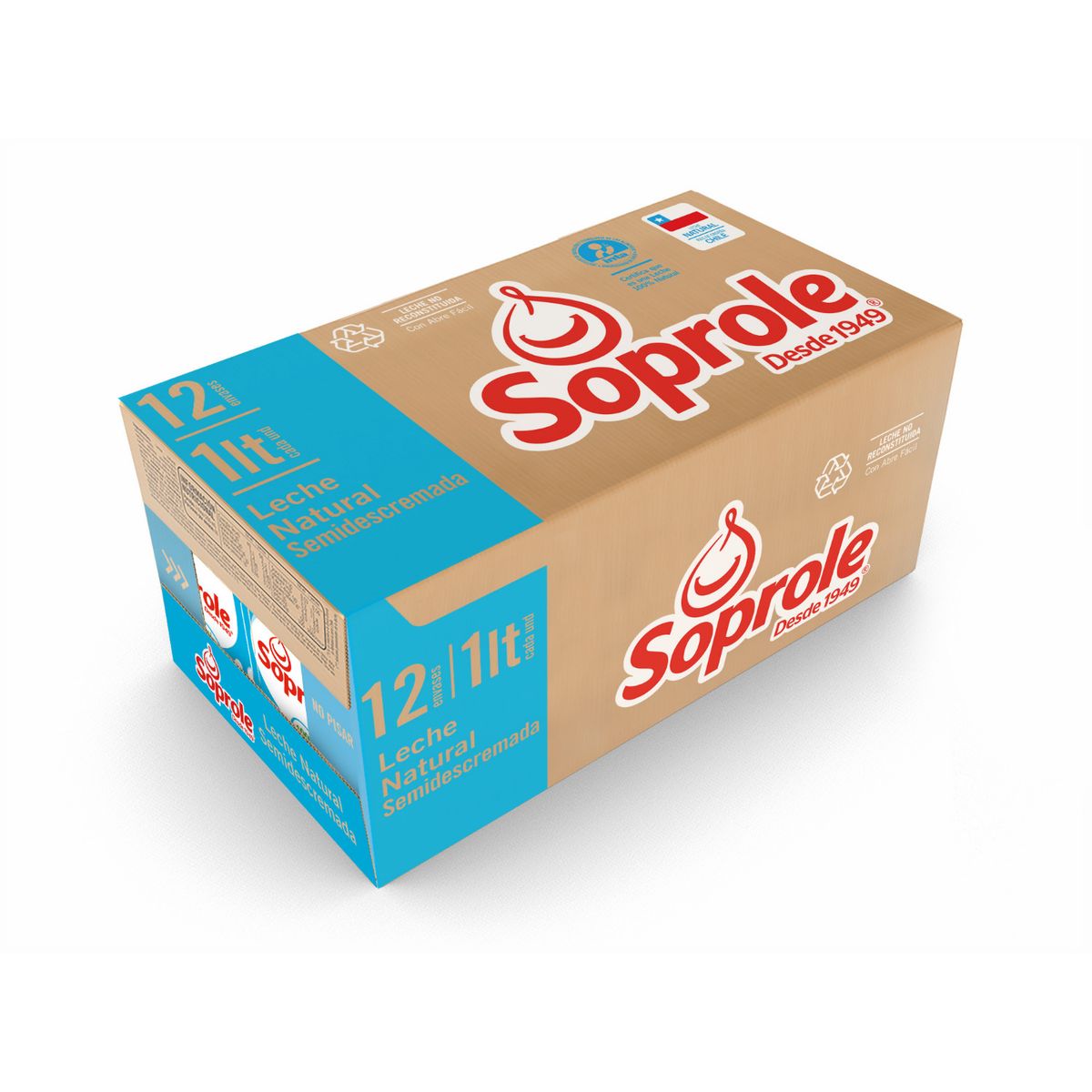 SOPROLE - Pack Leche Semi Descremada Soprole 12 x 1 L
