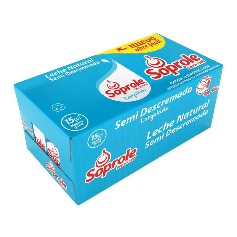 SOPROLE - Pack Leche Semi Descremada Soprole 12 x 1 L