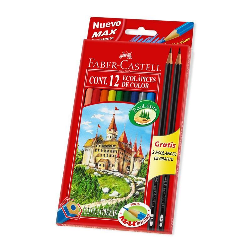 FABER CASTELL - Estuche 12 Eco lápices de Color más 2 Grafitos