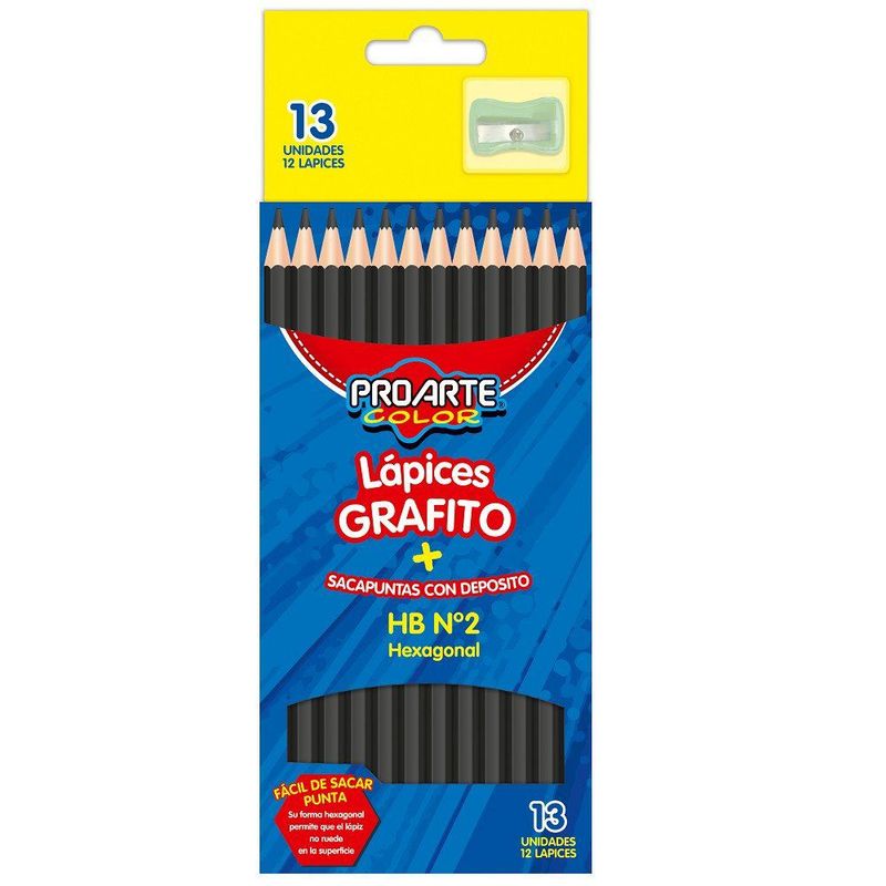 PROARTE - Lápices Grafitos Hexágono No2 Hb Caja 12 Unidades