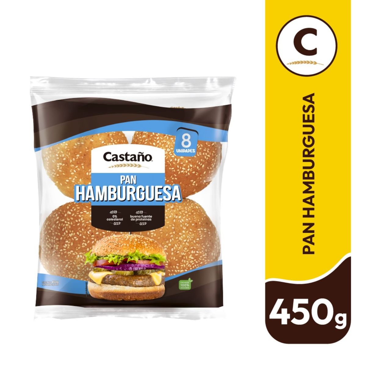 CASTAÑO - Pan de Hamburguesa Castaño 8 Un