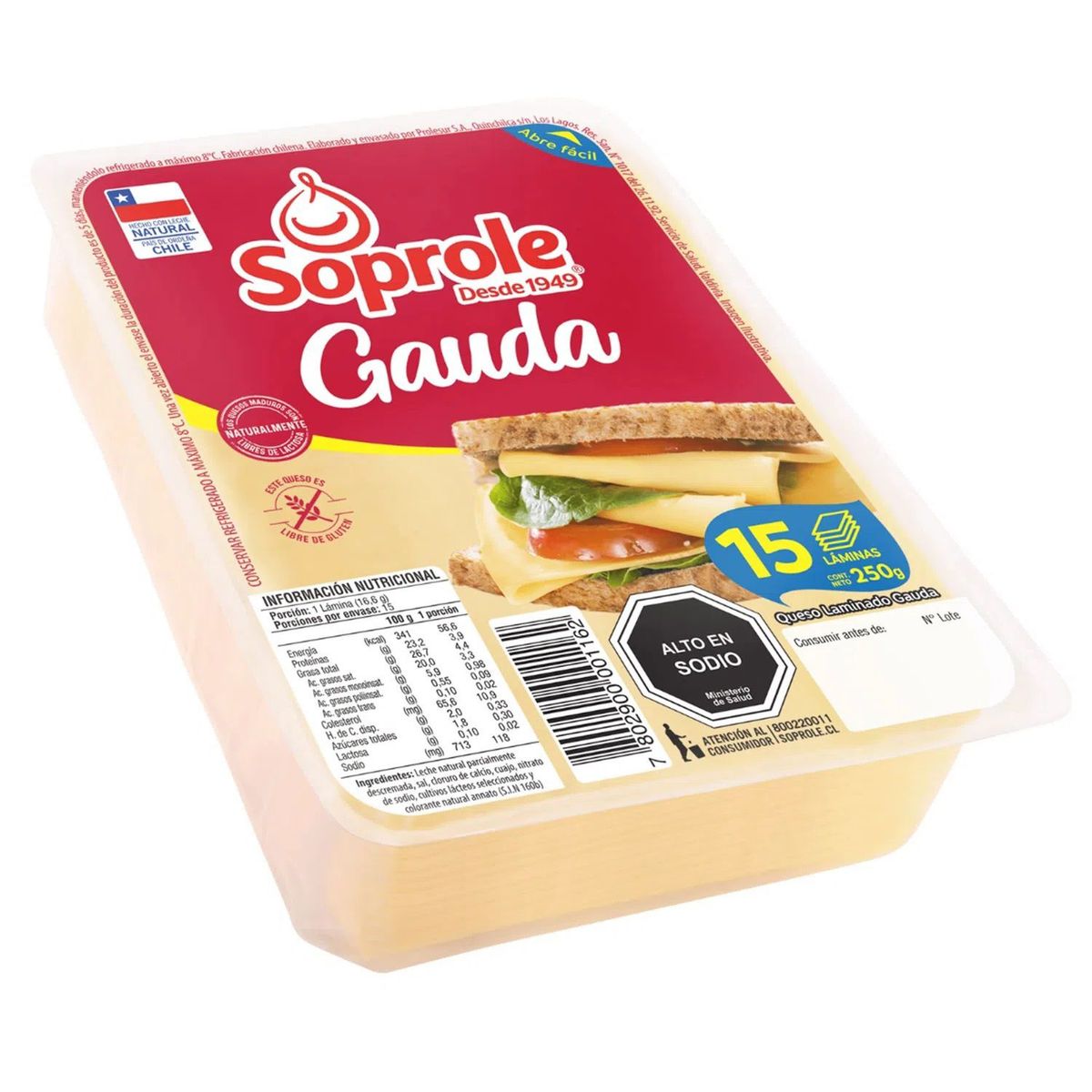 SOPROLE - Queso Gauda Laminado Soprole 250 g