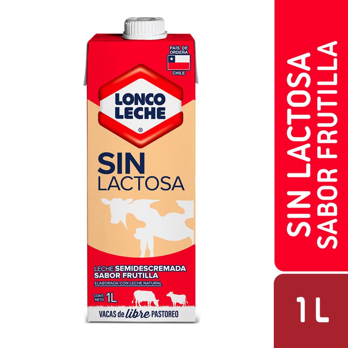 LONCOLECHE - Leche Semidescremada Sin Lactosa Sabor Frutilla