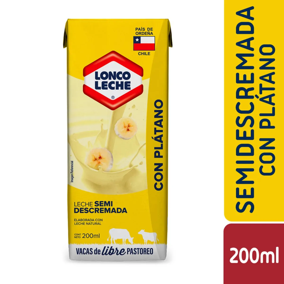 LONCOLECHE - Leche Semidescremada Sabor Plátano
