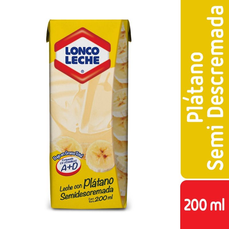 LONCOLECHE - Leche Semidescremada Sabor Plátano