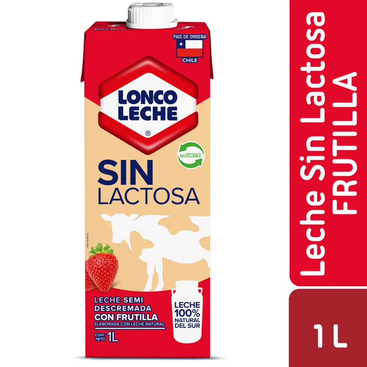 LONCOLECHE - Pack Leche Semidescremada Sin Lactosa Sabor Frutilla