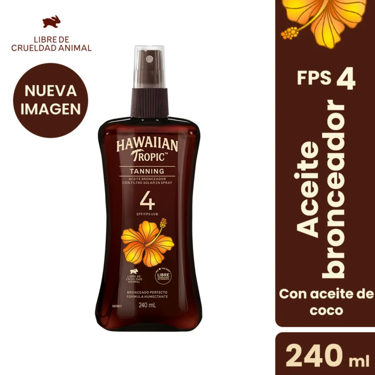HAWAIIAN TROPIC - Aceite Bronceador Tanning FPS 4 Hawaiian Tropic 240 ml