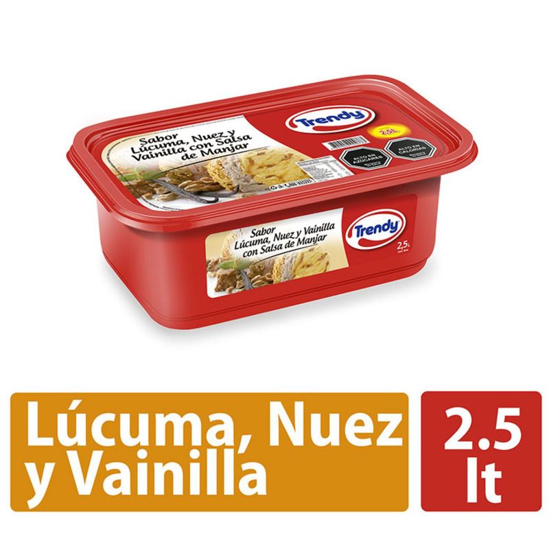 TRENDY - Helado de Leche Sabor Lúcuma Nuez Vainilla Cassata Trendy 2.5 L
