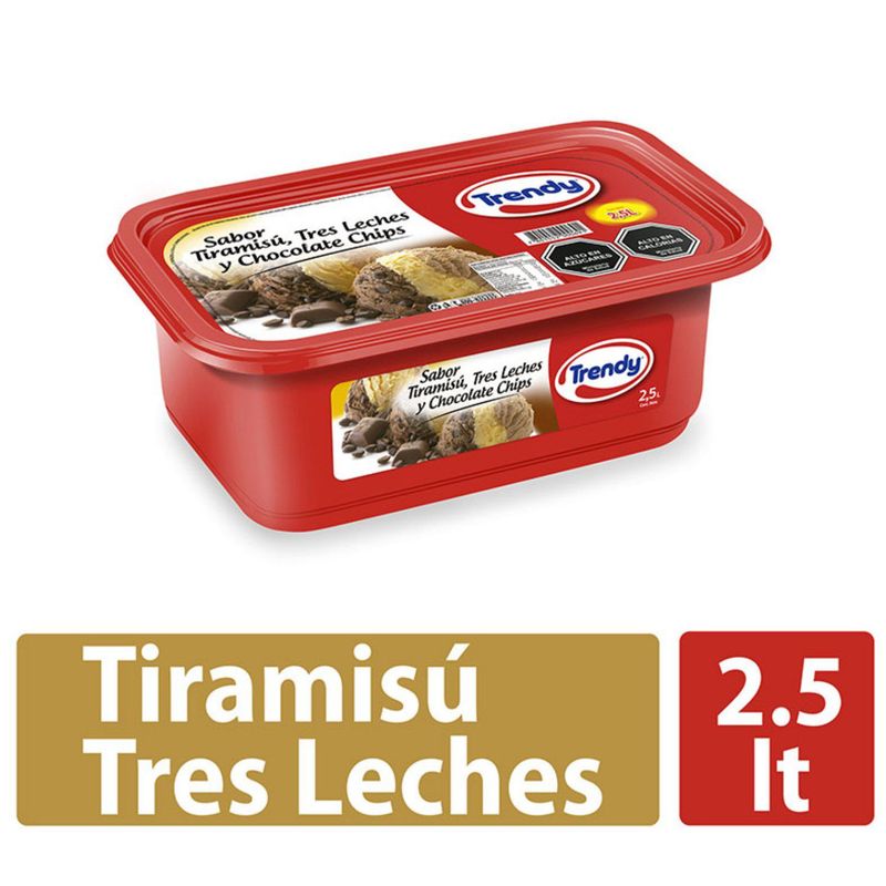 TRENDY - Helado de Leche Sabor Tiramisú Tres Leches Cassata Trendy 2.5 L