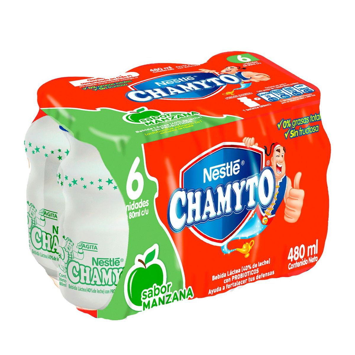 CHAMYTO - Pack Probióticos Chamyto Sabor Manzana 6 x 80 ml