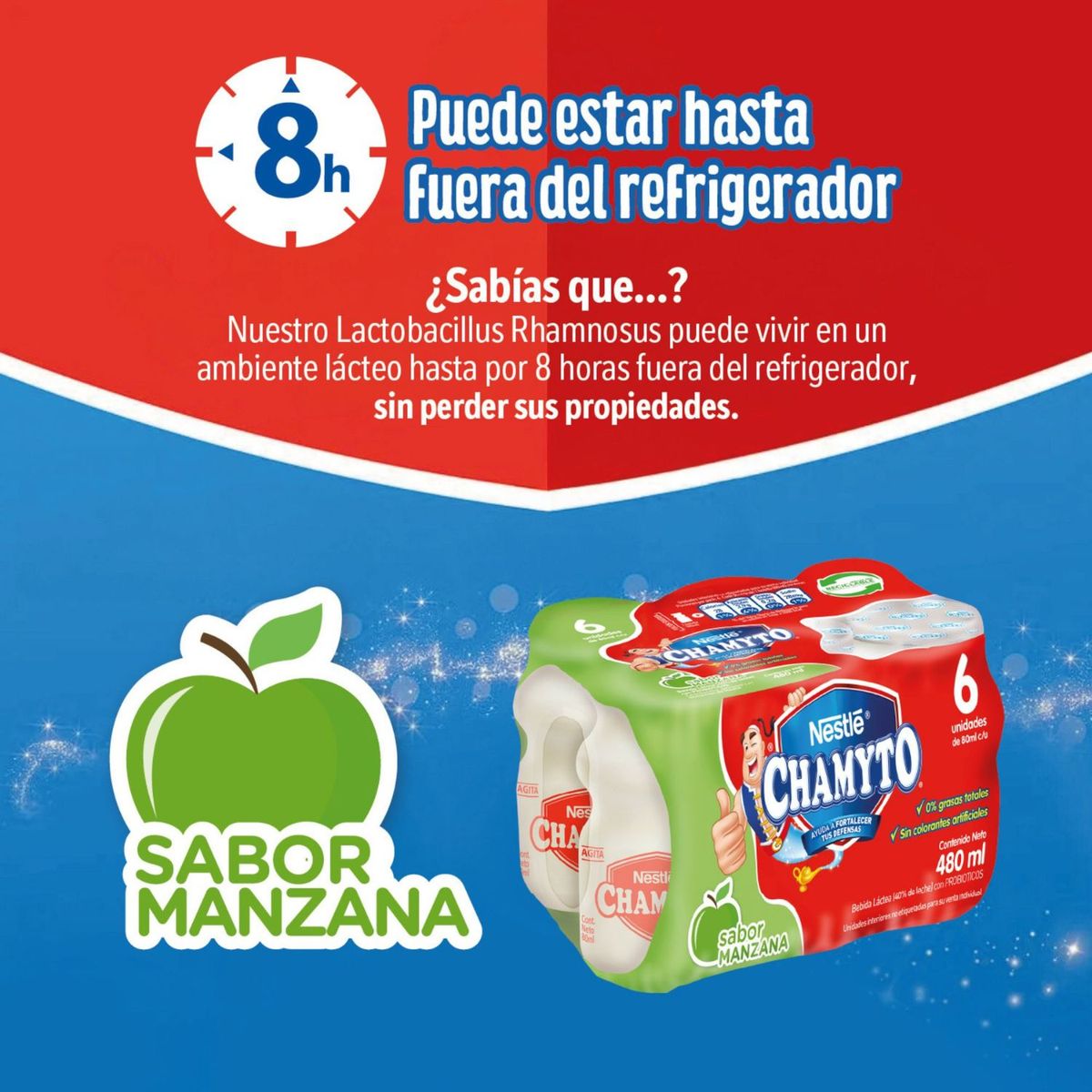 CHAMYTO - Pack Probióticos Chamyto Sabor Manzana 6 x 80 ml