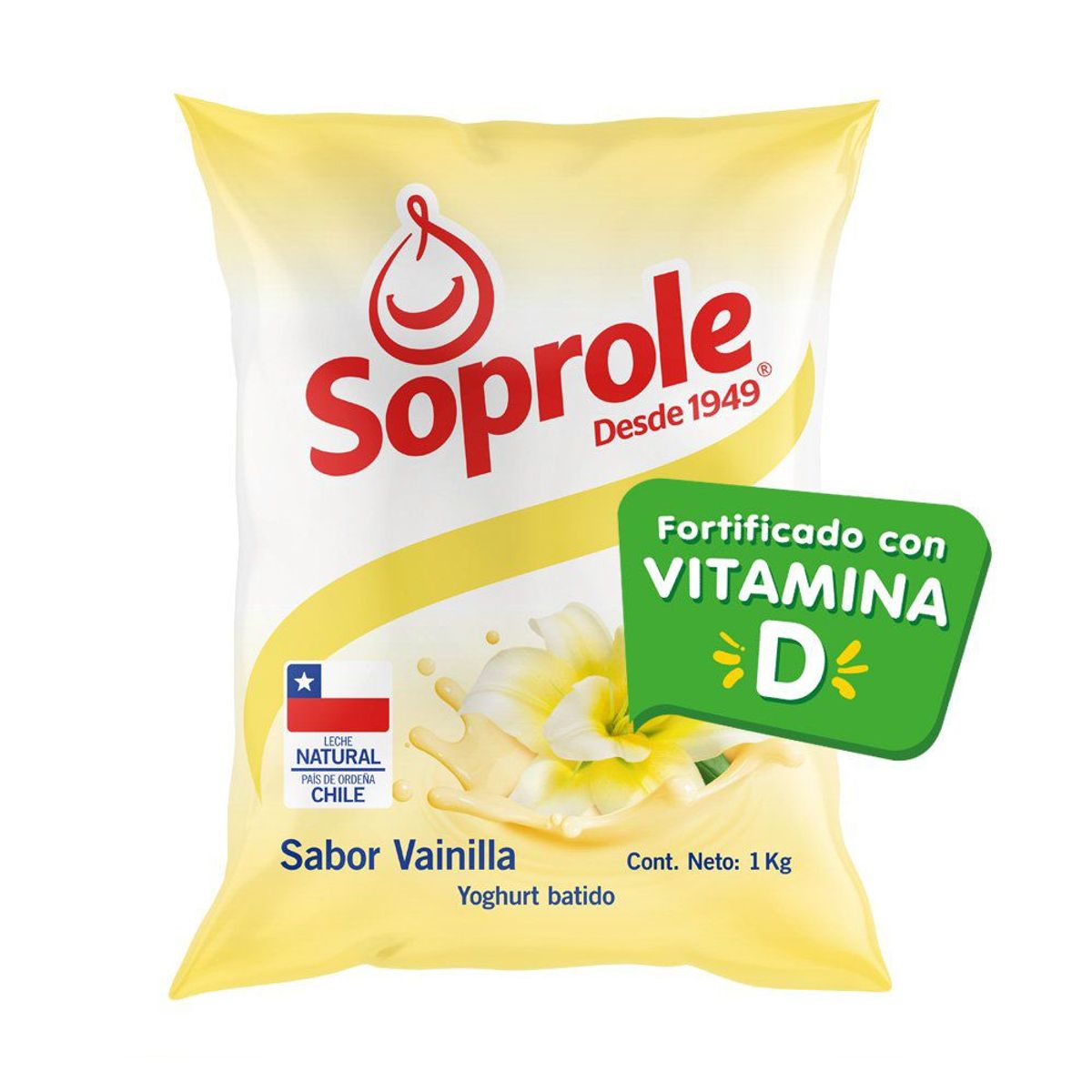 SOPROLE - Yoghurt Batido Bolsa Sabor Vainilla