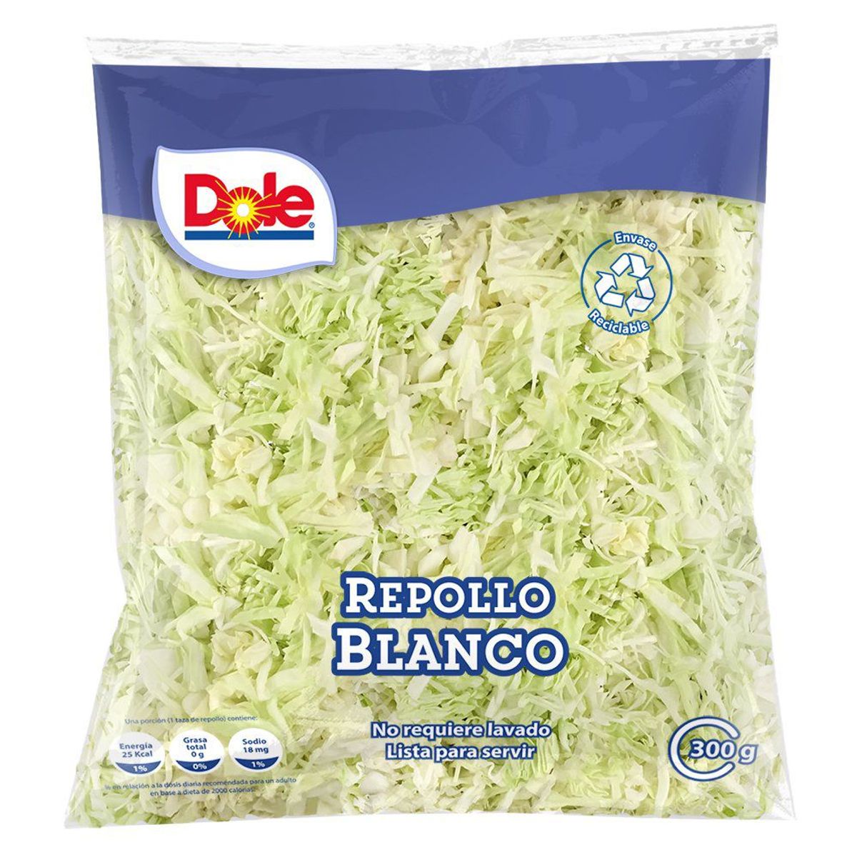 DOLE - Ensalada Repollo Blanco en Bolsa 300 g