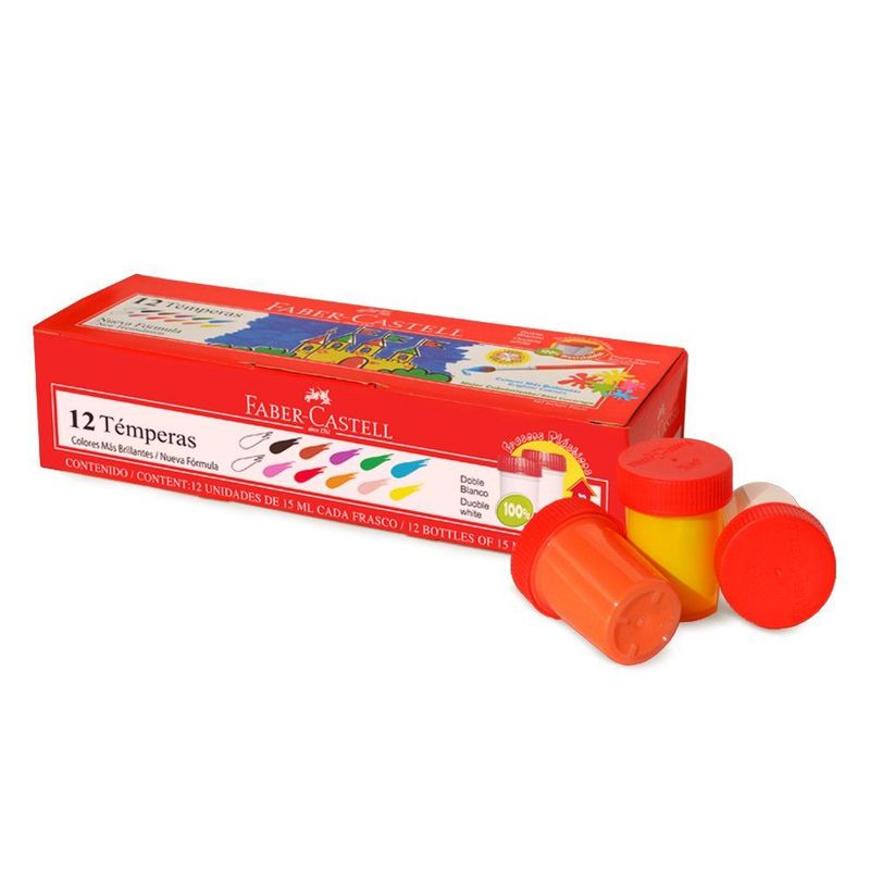 FABER CASTELL - TEMPERA 12 UNIDADES (2 BLANCO)
