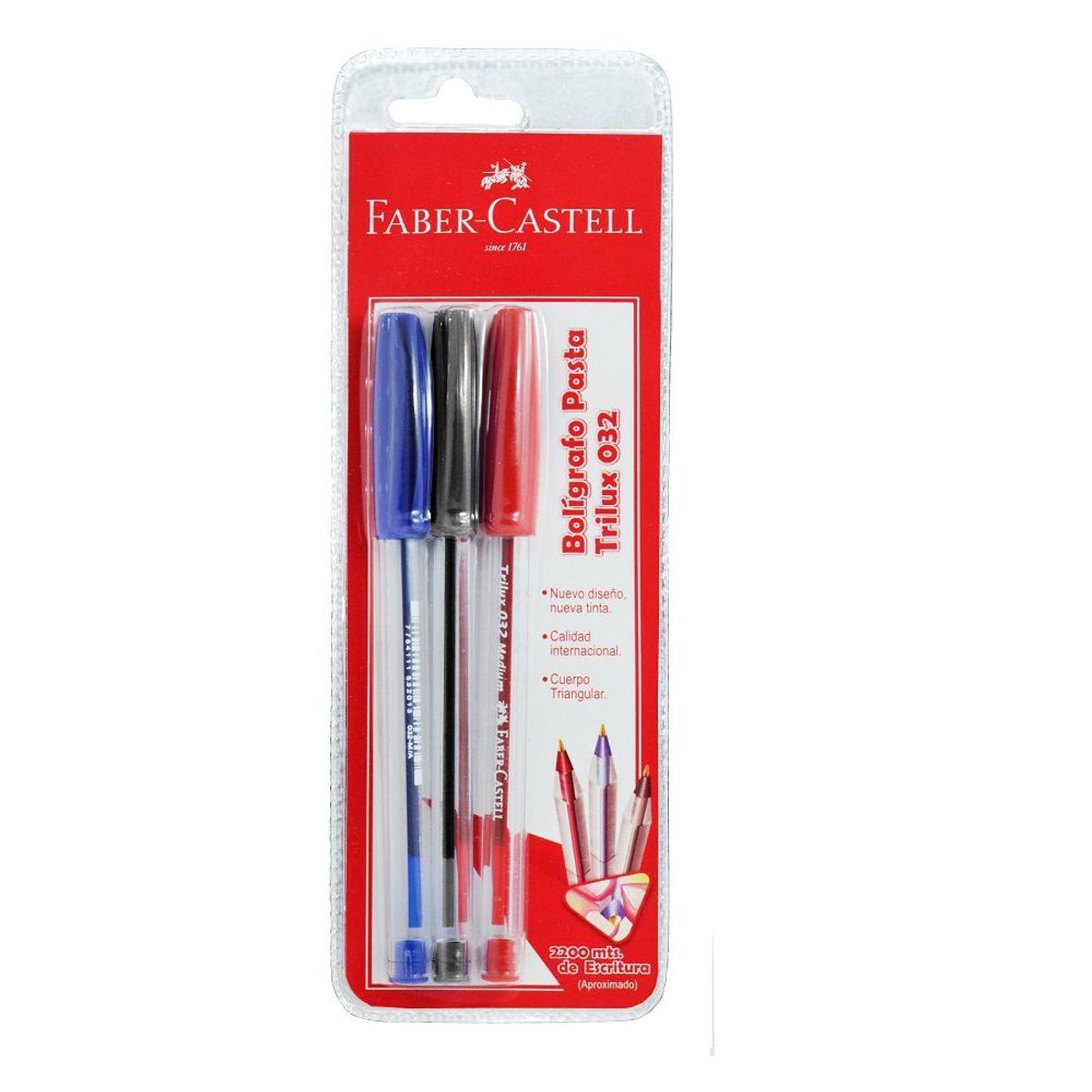  - Set 3 Bolígrafos Colores: Negro + Rojo + Azul