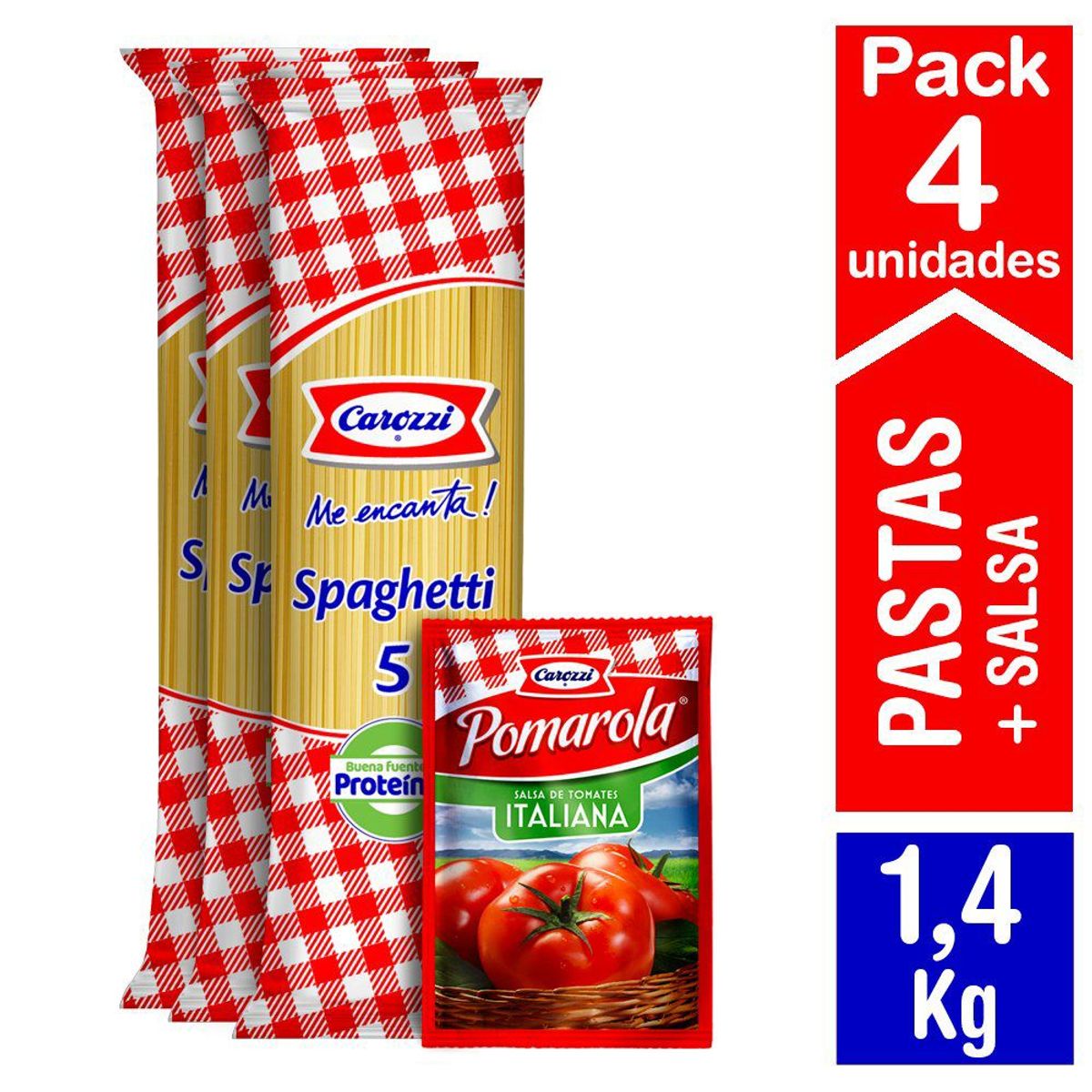 CAROZZI - PACK 3 SPAGHETTI 5 400G  SALSA SACHET